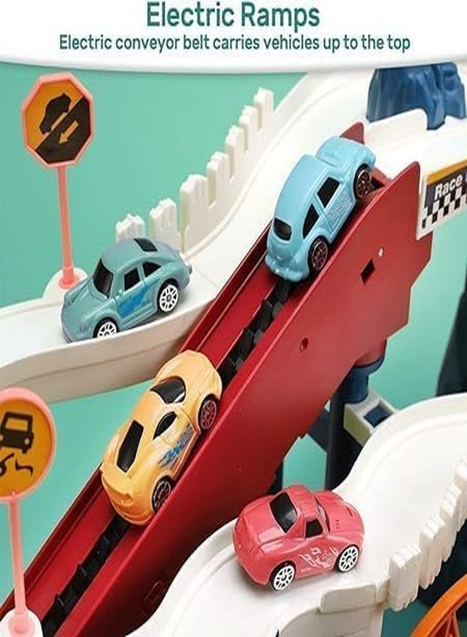 FUNLOT Dinosaur Toy Car Race Track/Ramp Track Climbing Hills -Colorful Vehicles Construction Play Set with 12 Mini Racer Cars and Track for Preschool Gifts Kids Ages 3 Years and Older - Image 5